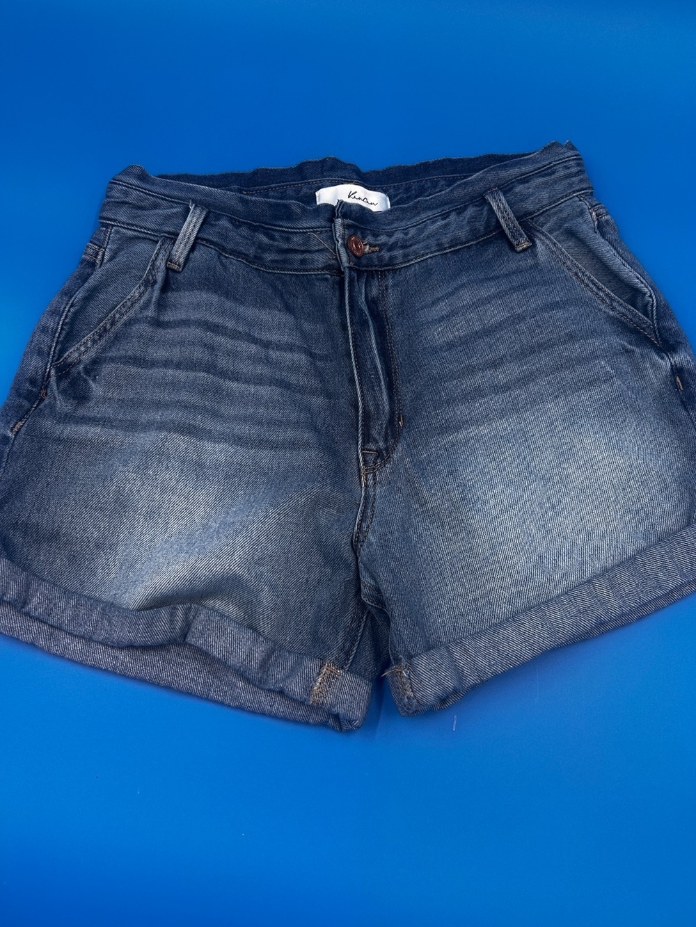 KanCan Dark Blue Rolled Hem Denim Shorts